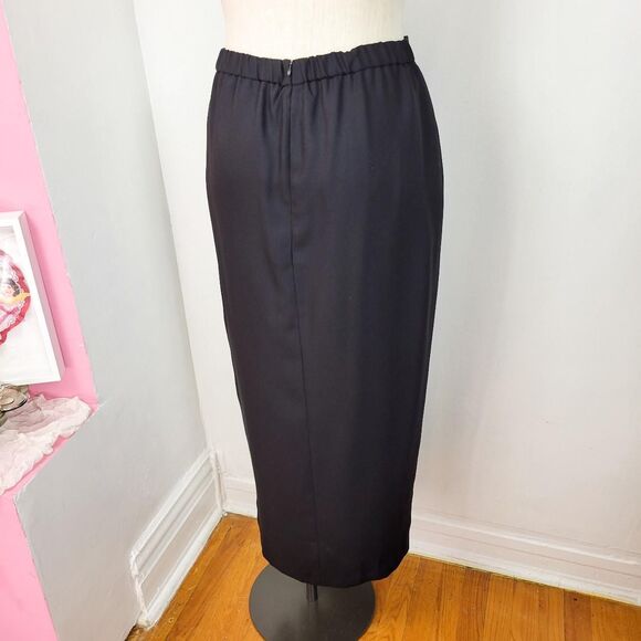 Vintage 90s Black Front Slit Formal Maxi Skirt - Picture 2 of 8